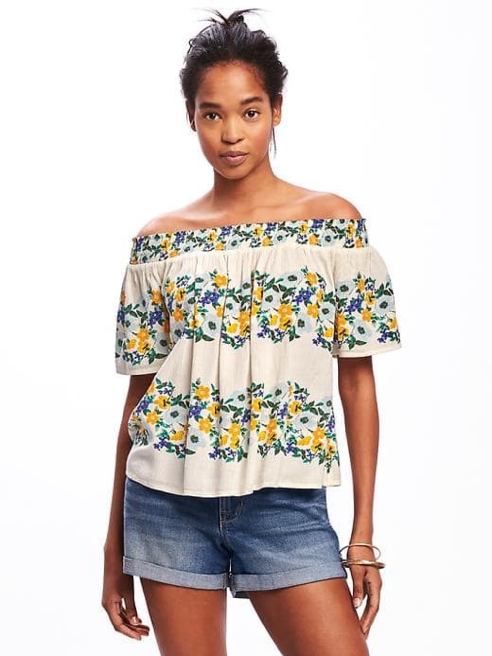 OLD NAVY Floral Off-The-Shoulder Top Cottagecore XL ITALIAN SUMMER